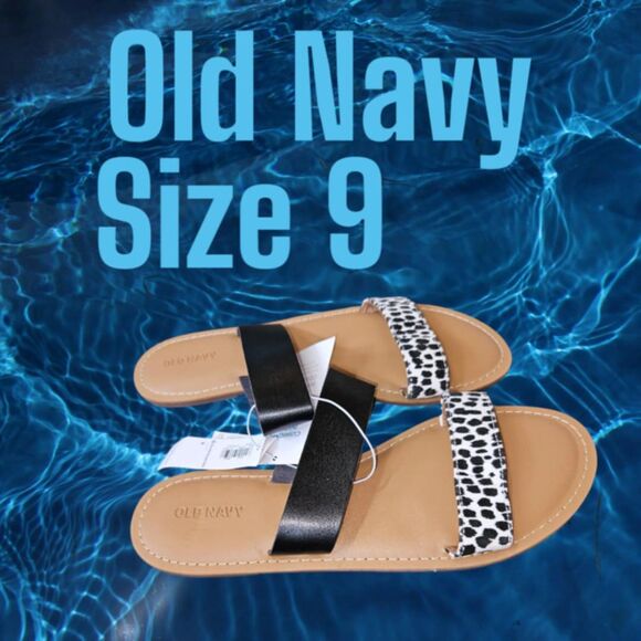 NEW with‎ Tags Old Navy White Leopard Print Sandels Size 9 (4470) - Picture 1 of 4